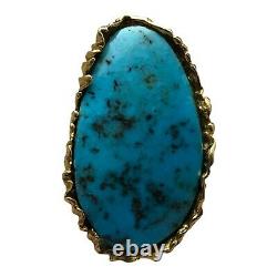 Vintage Navajo 18k Yellow Gold & High Grade Turquoise Native American Ring 24.2g