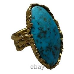 Vintage Navajo 18k Yellow Gold & High Grade Turquoise Native American Ring 24.2g