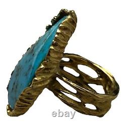 Vintage Navajo 18k Yellow Gold & High Grade Turquoise Native American Ring 24.2g