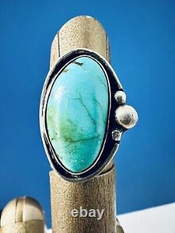 Vintage Navajo 1960's turquoise sterling ring Size 5.5