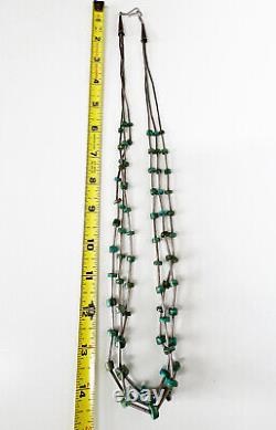 Vintage Navajo 3 strand liquid silver & heishi turquoise beaded necklace