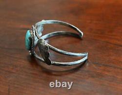 Vintage Navajo #8 Turquoise & Sterling Cuff Bracelet 2 grams- 6 7/8 wearable