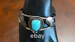 Vintage Navajo #8 Turquoise & Sterling Cuff Bracelet 2 grams- 6 7/8 wearable