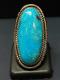 Vintage Navajo 925 Sterling Silver Turquoise Ring Large Old Pawn sz8 Ornate