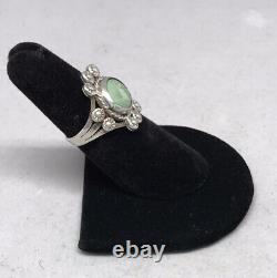 Vintage Navajo Arrows Sterling Silver Green Turquoise Ring Sz 6.5