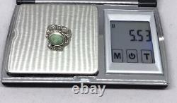 Vintage Navajo Arrows Sterling Silver Green Turquoise Ring Sz 6.5