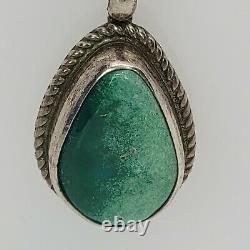 Vintage Navajo BC Signed Sterling Silver 925 Necklace With Turquoise Pendant