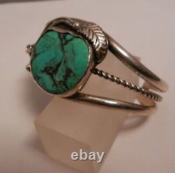 Vintage Navajo Begay Turquoise & Sterling Cuff Bracelet, Ab Pictomark Coyote