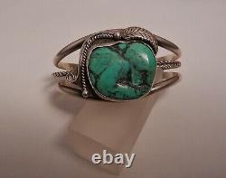 Vintage Navajo Begay Turquoise & Sterling Cuff Bracelet, Ab Pictomark Coyote