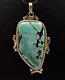 Vintage Navajo Begay turquoise Leaf Sterling Silver large Pendan