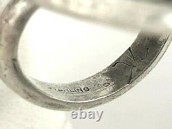 Vintage Navajo Bisbee Turquiose Coral Sterling Silver 925 Long Ring Sz 5.25