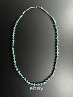 Vintage Navajo Blue Spiderweb Pyrite Turquoise Necklace 32 51g #268