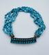 Vintage Navajo Blue Turquoise Beaded Sterling Silver Choker Necklace