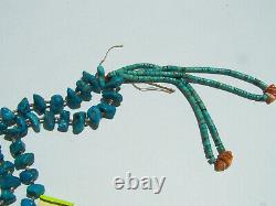 Vintage Navajo Blue natural nugget Turquoise & spiney oyster Jacla Necklace