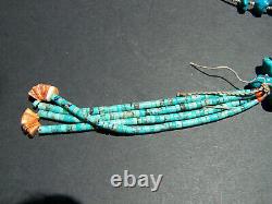 Vintage Navajo Blue natural nugget Turquoise & spiney oyster Jacla Necklace