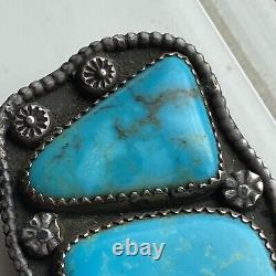 Vintage Navajo Bolo High Grade Turquoise Sterling Silver Signed C. C. 1960s-70s D
