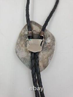 Vintage Navajo Bolo Tie. 925 Sterling Silver Turquoise Large