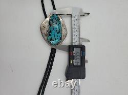 Vintage Navajo Bolo Tie. 925 Sterling Silver Turquoise Large