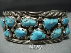 Vintage Navajo Bracelet Sterling Silver Turquoise Bracelet Cuff Old