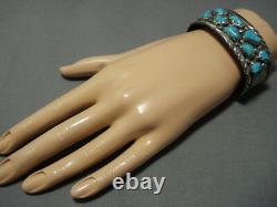 Vintage Navajo Bracelet Sterling Silver Turquoise Bracelet Cuff Old