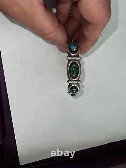 Vintage Navajo Bracelet Sterling Silver and Turquoise 8 INCHES- P JAMEZ 35G