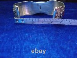 Vintage Navajo Charlie Singer Sterling Peyote Bird Turquoise Inlay Cuff Bracelet