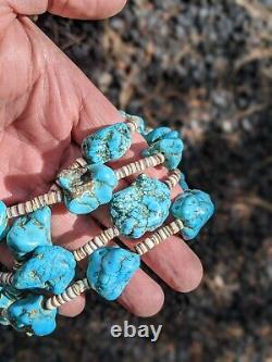 Vintage Navajo Chunky Turquoise Necklace Genuine Native American Jewelry