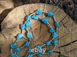 Vintage Navajo Chunky Turquoise Necklace Genuine Native American Jewelry