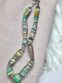 Vintage Navajo Chunky Turquoise and Sterling Silver Necklace