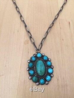 Vintage Navajo Classic Fred Harvey Kingman Turquoise Necklace/Pendant Ca 1940's