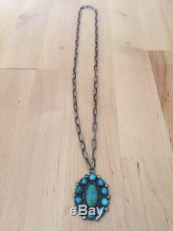 Vintage Navajo Classic Fred Harvey Kingman Turquoise Necklace/Pendant Ca 1940's