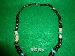 Vintage Navajo Claw Sterling Turquoise Heishi Necklace Bead