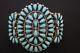 Vintage Navajo Cluster Sterling Silver Turquoise Cuff Bracelet