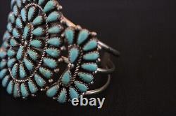 Vintage Navajo Cluster Sterling Silver Turquoise Cuff Bracelet