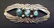 Vintage Navajo Coin Silver Turquoise Brooch Signed