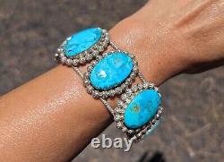 Vintage Navajo Cuff Bracelet Authentic Native American Turquoise Jewelry sz 7.25