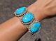 Vintage Navajo Cuff Bracelet Authentic Native American Turquoise Jewelry sz 7.25
