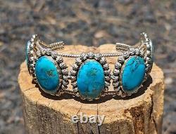 Vintage Navajo Cuff Bracelet Authentic Native American Turquoise Jewelry sz 7.25