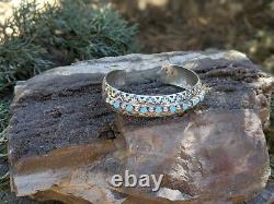 Vintage Navajo Cuff Bracelet Turquoise Sterling Silver Jewelry SouthWest sz 6.75