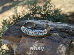 Vintage Navajo Cuff Bracelet Turquoise Sterling Silver Jewelry SouthWest sz 6.75