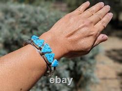 Vintage Navajo Cuff Turquoise Stone Bracelet Jewelry Signeg N. Bia Sz 7 IN