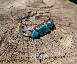 Vintage Navajo Cuff Turquoise Stone Bracelet Jewelry Signeg N. Bia Sz 7 IN