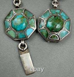 Vintage Navajo Danny J. Stewart RARE Kingman Turquoise Inlay Silver Bracelet