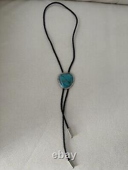Vintage Navajo Delbert Vandever Turquoise Bolo Tie Necklace 18
