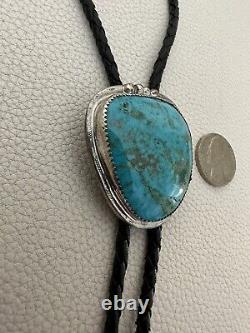 Vintage Navajo Delbert Vandever Turquoise Bolo Tie Necklace 18