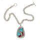 Vintage Navajo Effie C. Zuni Sterling Turquoise/Coral Nugget Bolo Tie Necklace