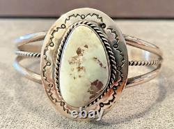 Vintage Navajo Ernest Pino Signed Sterling Silver Turquoise Cuff Bracelet-606.24