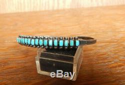 Vintage Navajo Fred Harvey Era Sterling Silver Row Turquoise Cuff Bracelet