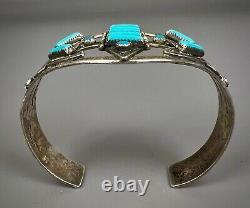 Vintage Navajo Fred Harvey Era Sterling Silver Turquoise Cuff Bracelet NICE