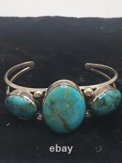 Vintage Navajo G. BOYD sterling Turquoise Cuff Bracelet 32gr